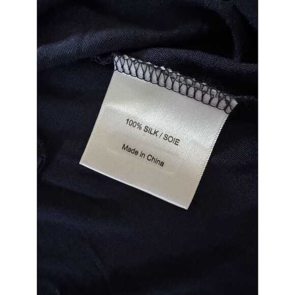 Tory Burch Silk Navy Gold Button Down Classic Top Quiet Luxury Timeless Size XS - Picture 7 of 7